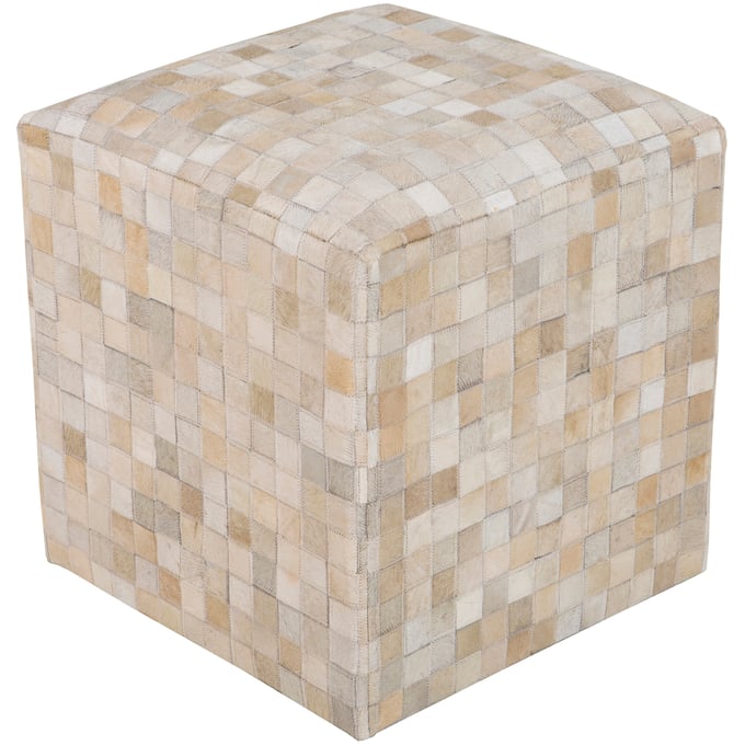 Livabliss Appalachian Ivory Brown Beige Ottoman POUF-239