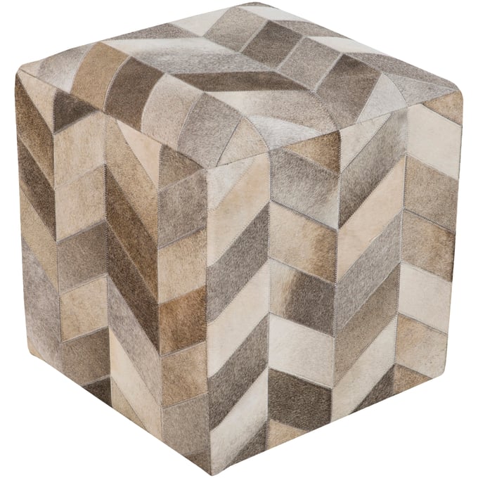 Livabliss Appalachian Ivory Brown Medium Gray Ottoman POUF-242