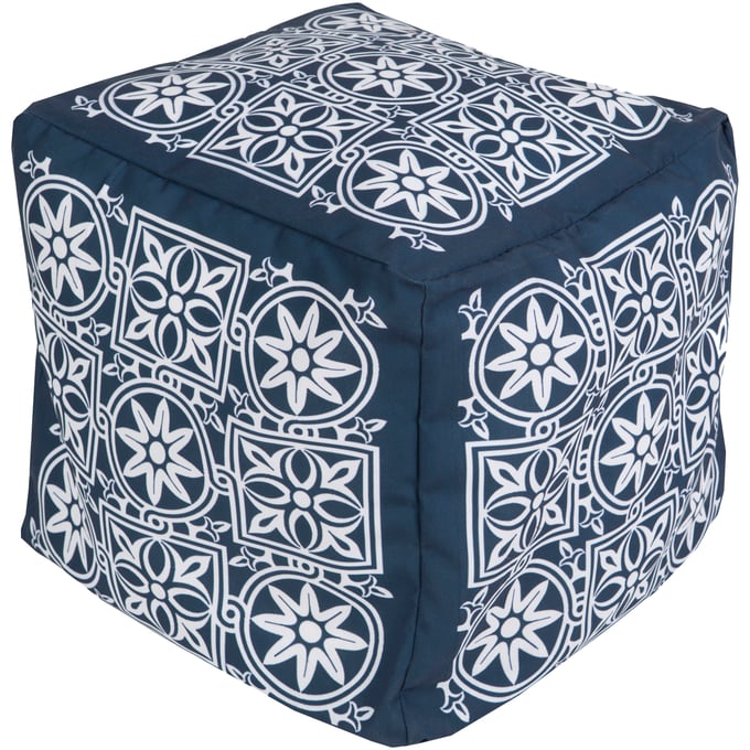 Livabliss Rain Navy Blush Pouf POUF-256