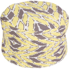 Livabliss Rain Taupe Bright Yellow Pouf