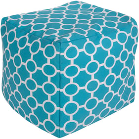 Livabliss Rain Aqua Light Gray Pouf