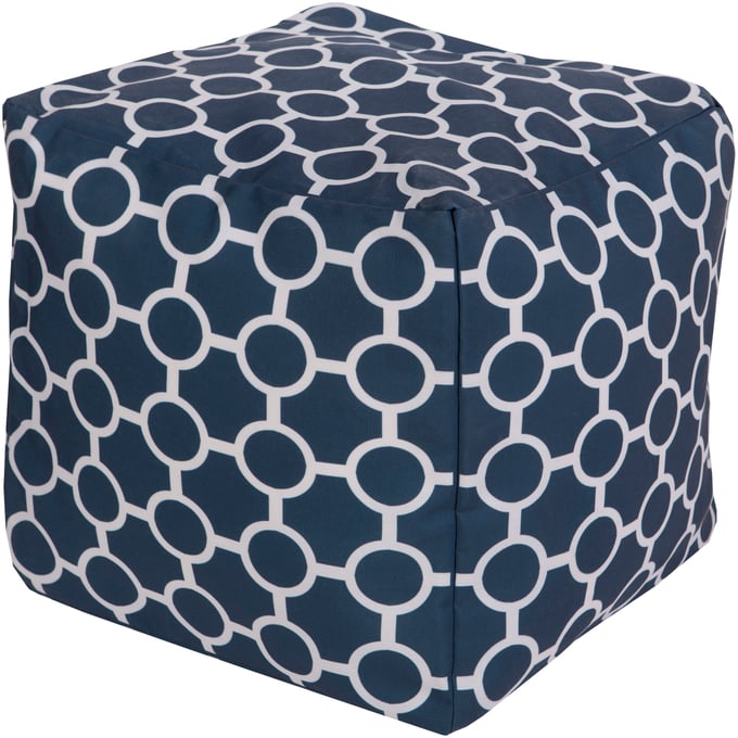 Livabliss Rain Dark Blue Light Gray Pouf POUF-269