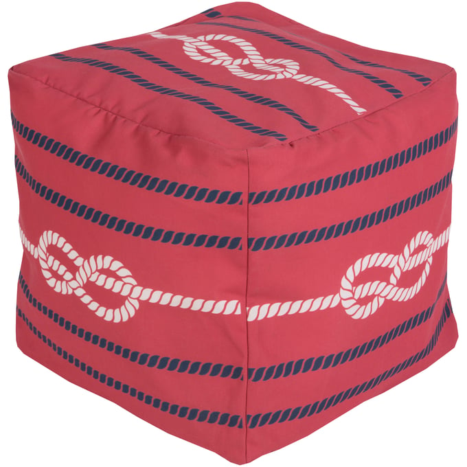 Livabliss Rain Red Navy Blush Pouf POUF-274