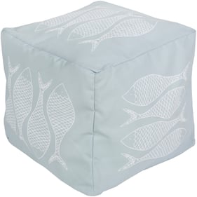 Livabliss Rain Pale Blue Off White Pouf