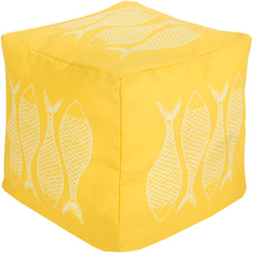 Livabliss Rain Orange Off White Pouf