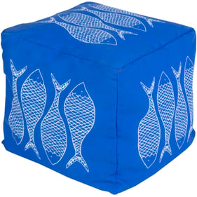 Livabliss Rain Ivory Dark Blue Pouf