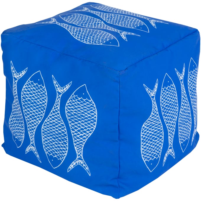 Livabliss Rain Ivory Dark Blue Pouf POUF-279