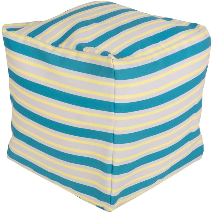 Livabliss Rain Aqua Light Gray Bright Yellow Pouf POUF-281