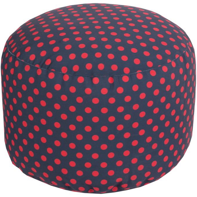 Livabliss Rain Ink Blue Red Polyester Pouf POUF-294