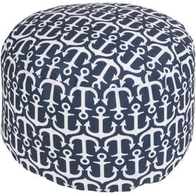 Livabliss Rain Off White Ink Blue Pouf