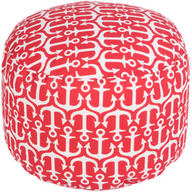 Livabliss Rain Off White Red Pouf