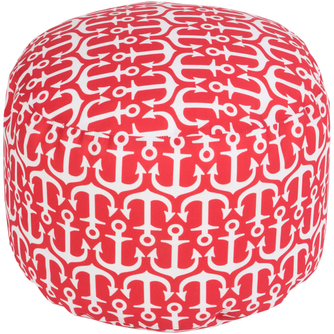 Livabliss Rain Off White Red Pouf POUF-307