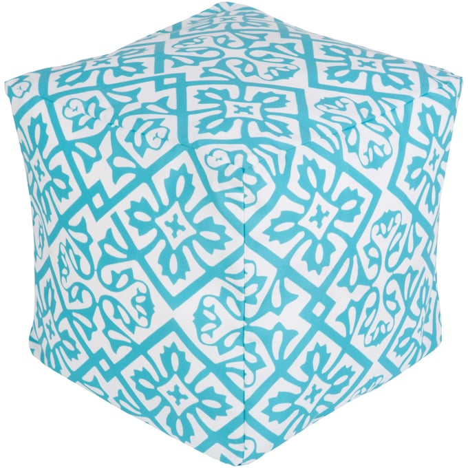 Livabliss Rain Aqua Blush Polyester Pouf POUF-311