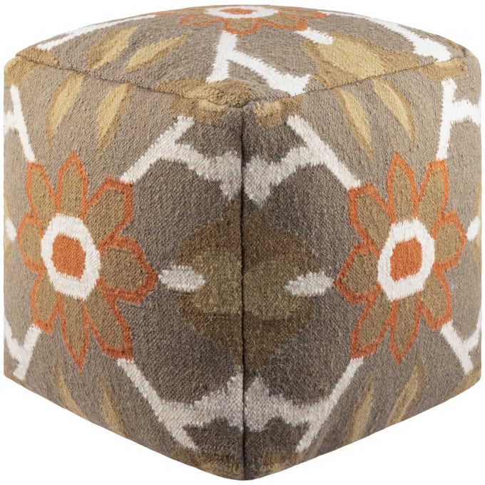 Livabliss Frontier Olive Rose Rust Ivory Pouf POUF-33