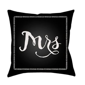 Livabliss Wife Jet Black Light Silver Onyx Accent Pillow Cover - 18x18