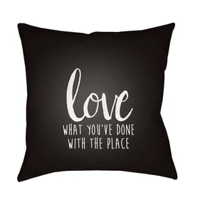 Livabliss Love The Place Black Off White Jet Black Onyx Accent Pillow Cover...