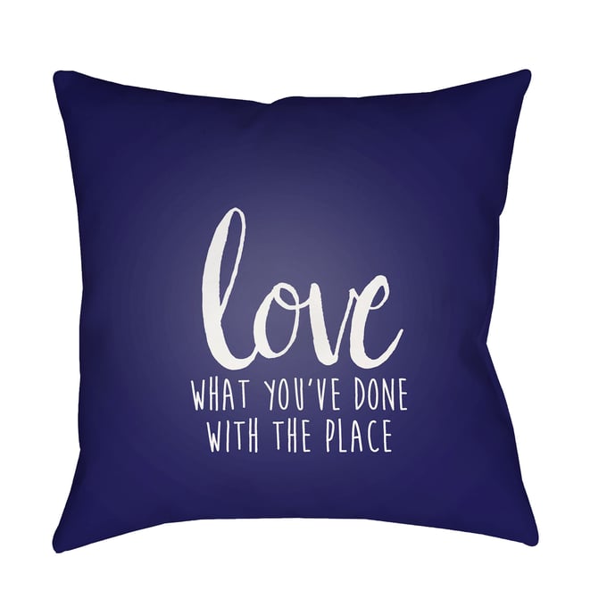 Livabliss Love The Place Marine Blue Off White Violet Dark Purple Accent Pillow Cover - 18x18 QTE053-1818