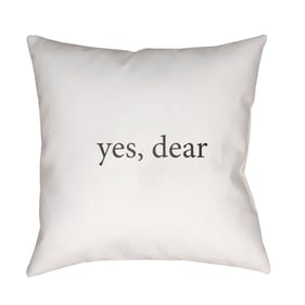 Livabliss Yes Dear Off White Light Silver Accent Pillow Cover - 18x18