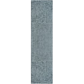 Livabliss Quartz Pale Blue Charcoal Handmade Rug - 96x30