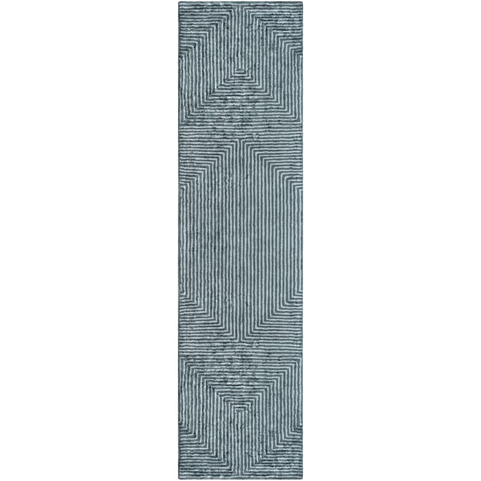 Livabliss Quartz Pale Blue Charcoal Handmade Rug - 96x30 QTZ5030-268