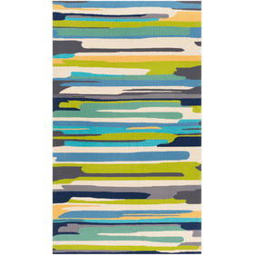 Livabliss Rain Light Green Yellow Blue Navy Aqua Handmade Rug - 144x108