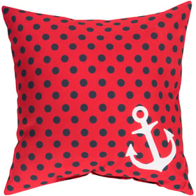 Livabliss Rain Ink Blue Off White Red Accent Pillow Cover - 20x20