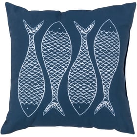 Livabliss Rain Dark Blue Ivory Polyester Accent Pillow Cover - 18x18