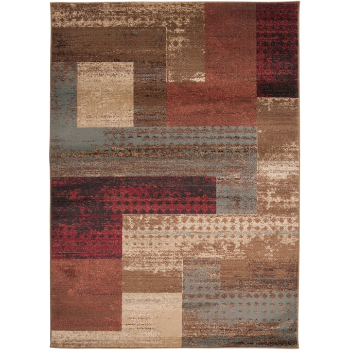 Livabliss Riley Light Green Dark Brown Olive Red Charcoal Black Machine Woven Rug - 114x79 RLY5004-6698