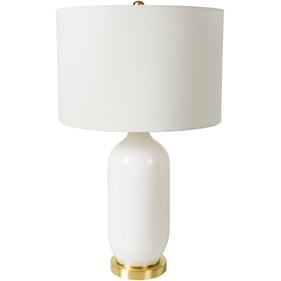 Livabliss Monroe White Metallic Brass Accent Table Lamp