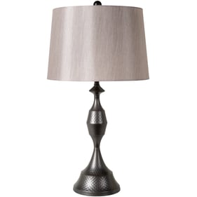 Livabliss Russell Black Gray White Metallic Nickel Accent Table Lamp