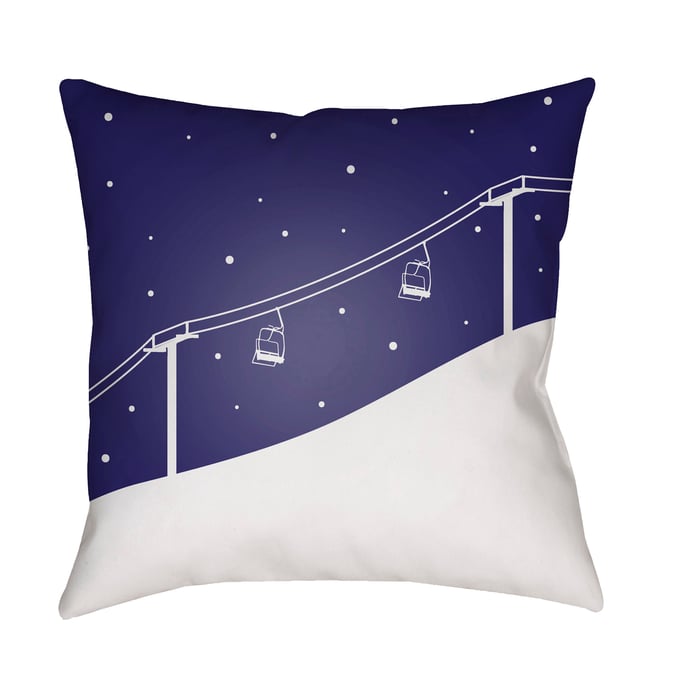 Livabliss Ski Lift Light Silver Marine Blue Dark Purple Violet Accent Pillow Cover - 18x18 SKI008-1818