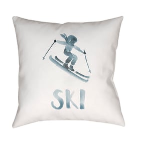 Livabliss Ski II Off White Light Silver Pale Slate Blue Accent Pillow Cover...