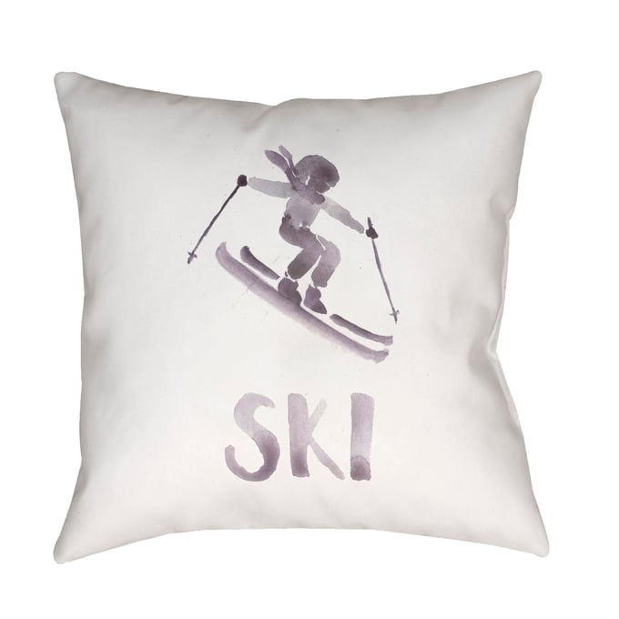 Livabliss Ski II Off White Light Silver Pale Slate Crimson Accent Pillow Cover - 18x18 SKI012-1818