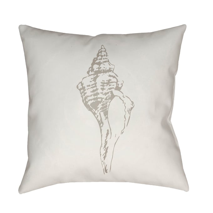 Livabliss Shells Light Silver Grey Ivory Pale Slate Accent Pillow Cover - 18x18 SOL020-1818