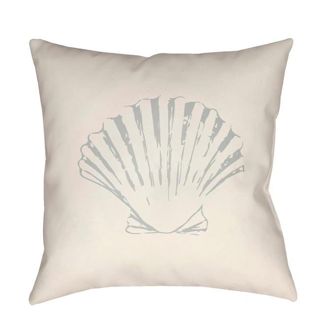 Livabliss Shells II Light Silver Grey Ivory Ash Beige Accent Pillow Cover - 18x18 SOL026-1818