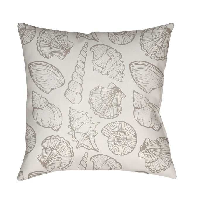 Livabliss Shells III Light Metallic Grey Off White Ash Pewter Accent Pillow Cover - 18x18 SOL030-1818