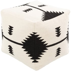 Livabliss Shiprock Cream Black Pouf