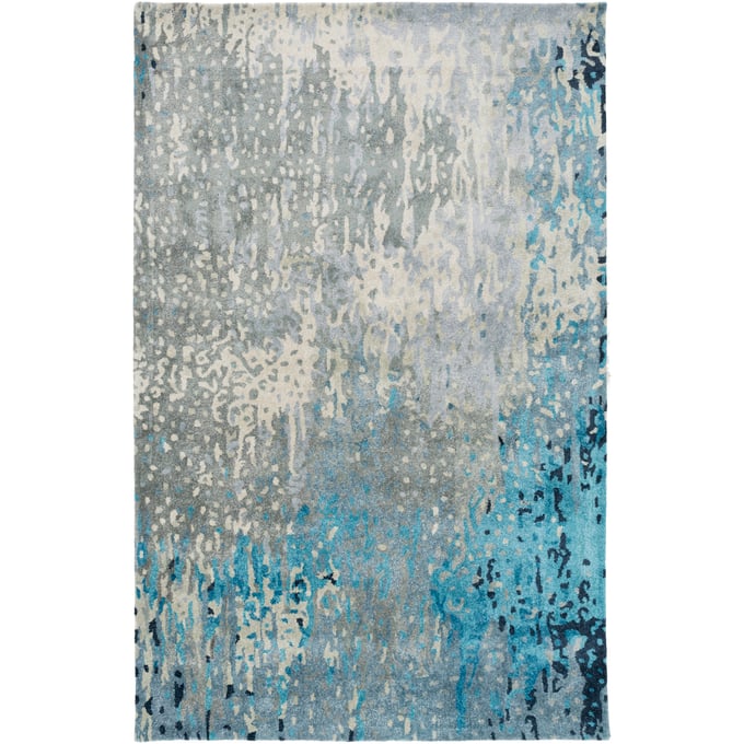 Livabliss Serenade Teal Sage Ink Blue Dusty Sage Oatmeal Handmade Rug - 108x72 SRD2004-69