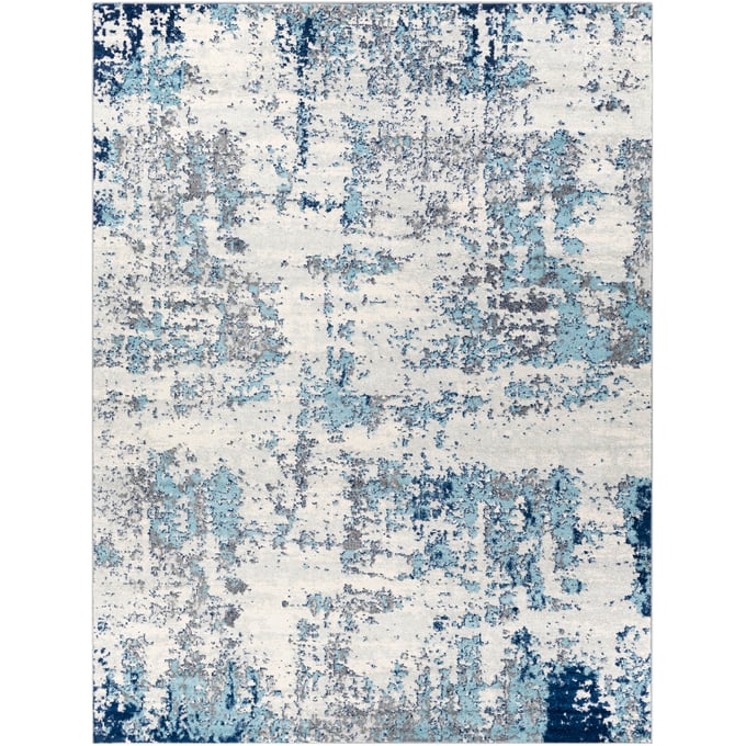 Livabliss Sunderland Dark Blue Aqua Light Slate White Charcoal Machine Woven Rug - 122x94 SUN2300-710103