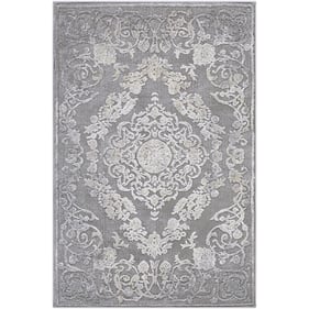 Livabliss Tibetan Charcoal Beige Tan Oval Machine Woven Rug - 114x79