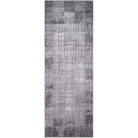 Livabliss Tibetan Medium Gray Charcoal Beige Machine Woven Rug - 91x31