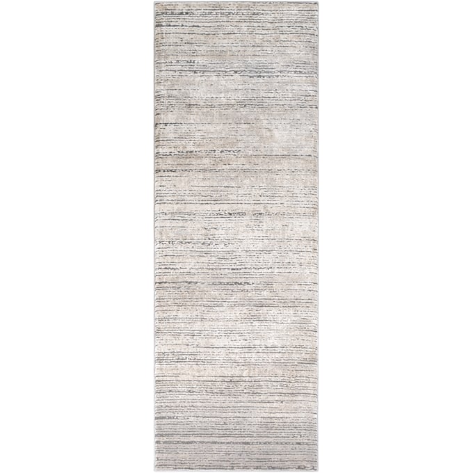 Livabliss Tibetan Tan Medium Gray Charcoal Ivory Machine Woven Rug - 91x31 TBT2308-2776