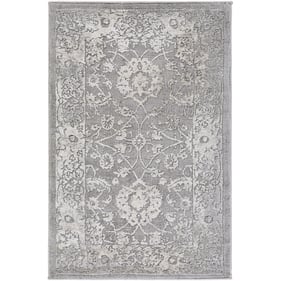 Livabliss Tibetan Charcoal Ivory Medium Gray Oval Machine Woven Rug - 114x7...