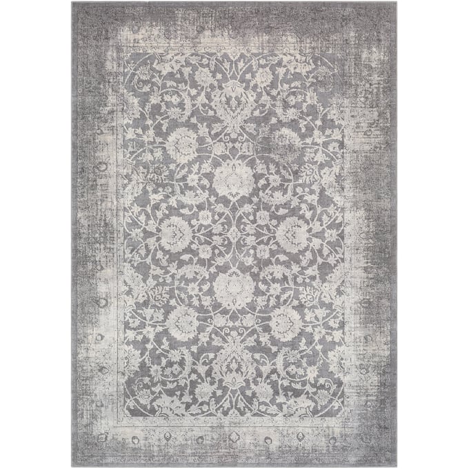 Livabliss Tibetan Charcoal Ivory Medium Gray Machine Woven Rug - 114x79 TBT2309-6796