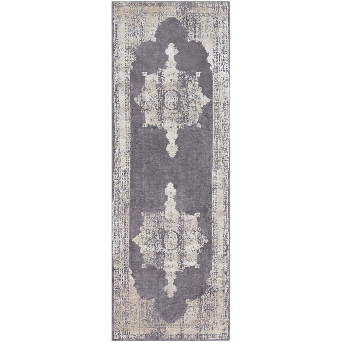 Livabliss Tibetan Charcoal Tan Beige Machine Woven Rug - 91x31 TBT2310-2776