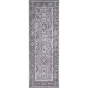 Livabliss Tibetan Medium Gray Charcoal Ivory Machine Woven Rug - 91x31