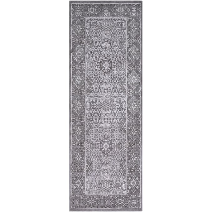 Livabliss Tibetan Medium Gray Charcoal Ivory Machine Woven Rug - 91x31 TBT2311-2776