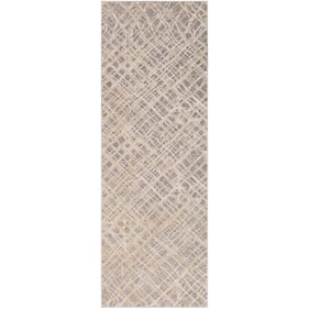 Livabliss Tibetan Medium Gray Tan Charcoal Beige Machine Woven Rug - 91x31