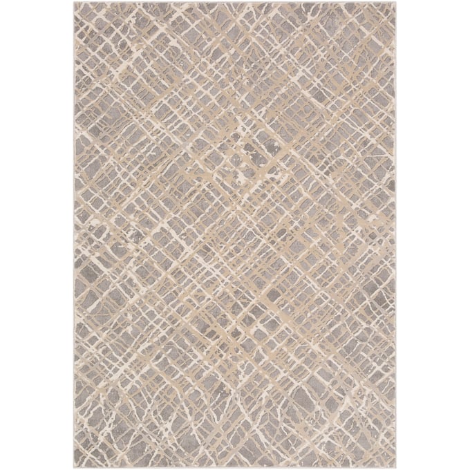 Livabliss Tibetan Medium Gray Tan Charcoal Beige Machine Woven Rug - 91x63 TBT2316-5376