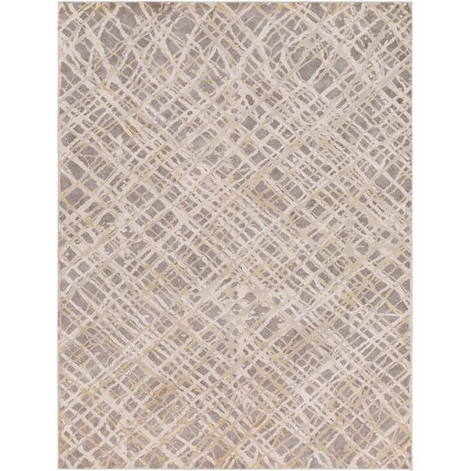 Livabliss Tibetan Medium Gray Tan Charcoal Beige Machine Woven Rug - 122x94 TBT2316-710103